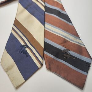 Countess Mara Elegant Striped Ties Picard Norton Silk  Cream and Brown